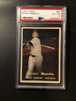 1957 Topps Mickey Mantle 95 Psa 4 Vg - Ex Well Centered