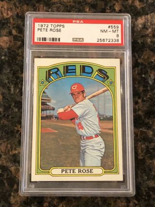 1972 Topps Pete Rose Cincinnati Reds 559 Baseball Card Psa 8
