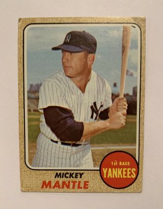 1968 Topps 280 Mickey Mantle Ny Yankees Hof Baseball Card.  See Photos.