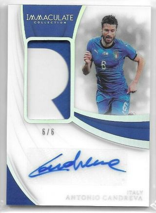 Antonio Candreva 2018 - 19 Panini Immaculate Patch Auto Jersey Number 6/6 Logo 1/1
