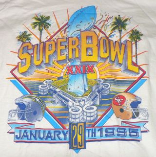 Bowl Xxix Sf 49ers San Diego Chargers 1995 Nfl Football Large T - Shirt Euc