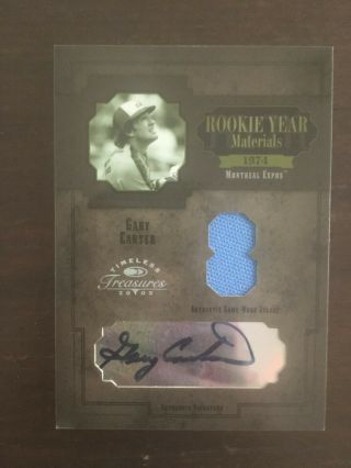 2005 Timeless Treasures Rookie Year Materials Signature Number Gary Carter 04/25