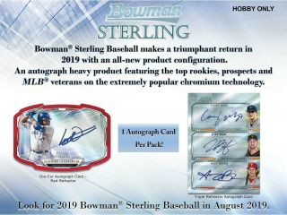 Tampa Bay Rays 2019 Bowman Sterling Baseball (3) Box (1/4) Case Break 3