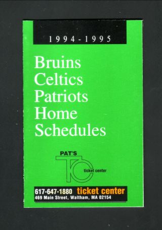 Boston Bruins & Celtics - - England Patriots - - 1994 - 95 Home Pocket Schedule