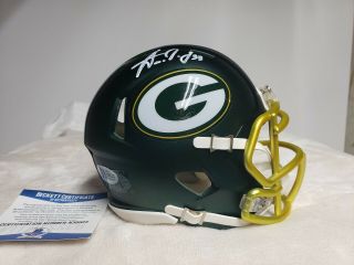Aaron Jones Autographed Green Bay Packers Mini Helmet Beckett Witness