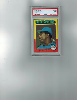 Hank Aaron 1975 Topps Baseball Card 660 Psa Nm 7