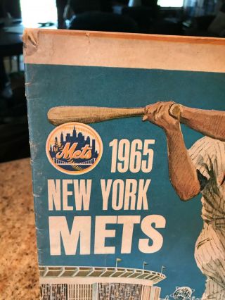 1965 NY METS Vs Giants BASEBALL MLB MARKED SCORE CARD,  Ticket Mays Record 4