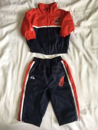 Cleveland Indians Majestic Suit Baby Rain Jacket And Pants Outfit 3 - 6 Months Mlb