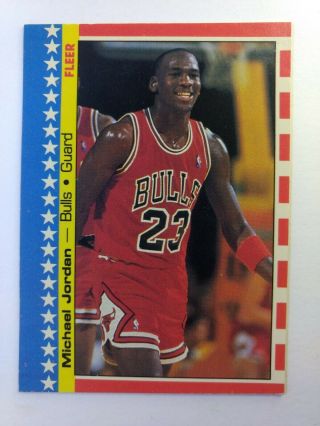 1987 87 - 88 Fleer Sticker Michael Jordan 2,  Very Rare 2nd Year Mj,