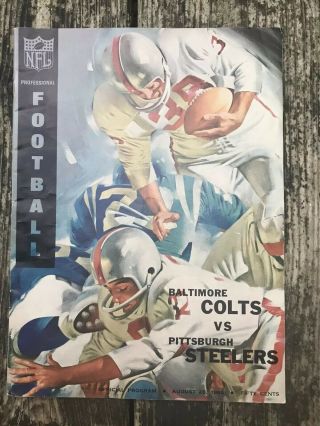1965 Exhibition Nfl Baltimore Colts Vs Pittsburgh Steelers Program Atlanta