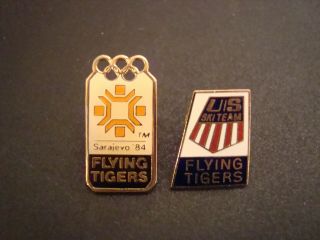 Flying Tigers - 1984 Sarajevo Olympic Pins Set Of 2 - Olympic And Ski Team