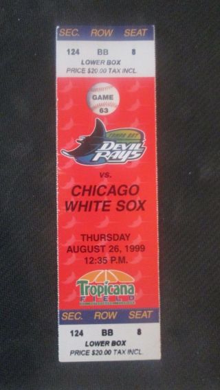 Mlb - Tampa Bay Devil Rays (home) Vs.  Chicago White Sox - Full Ticket - Aug.  26,  1999