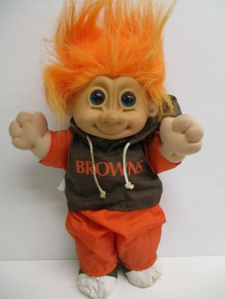 12 " Cleveland Browns Nfl Blue Eyed Troll Doll By Russ Berrie
