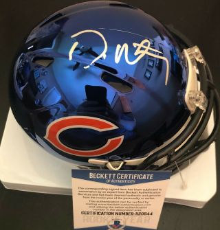 David Montgomery Signed Chicago Chrome Mini Football Helmet W/beckett 1