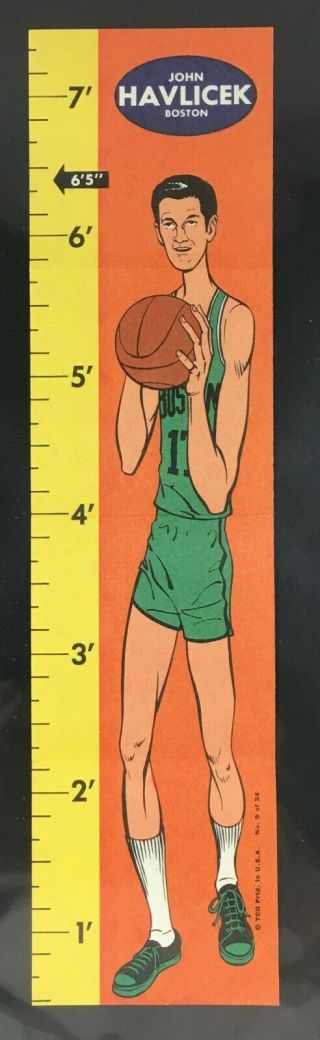 1969/70 Topps Basketball Ruler John Havlicek Boston Celtics 9 Of 24
