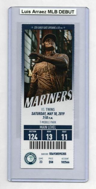 Luis Arraez MLB Debut 5/18/2019 Mariners Twins Season Ticket Griffey Bobblehead 3