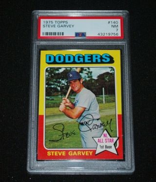 1975 Topps Steve Garvey Los Angeles Dodgers Baseball Card 140 Psa Nm 7 Centered
