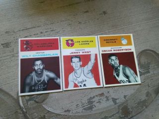 Wilt Chamberlain,  Jerry West,  Oscar Robertson - 1961/62 Fleer Rp Rookie Cards