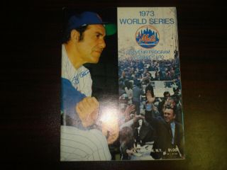 Yogi Berra Signed Autograph On 1973 World Series Program Mets A 