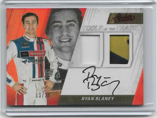 2017 Absolute Rare Red 13/25 Dual Materials Autograph Ryan Blaney Nascar Racing