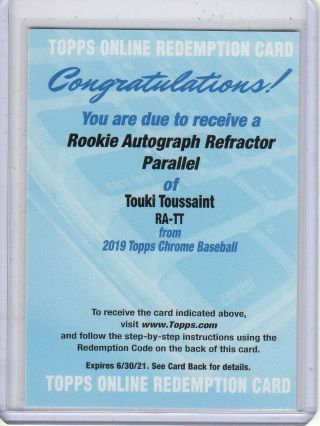2019 Topps Chrome Touki Toussaint Rookie Refractor Auto On Card D/499