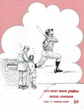 1975 Rocky Mount Phillies Minor League Baseball Program - Carolina League Fwil