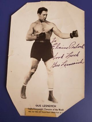 Gus Lesnevich Light Heavyweight Champion Of World Boxer Signed Photo