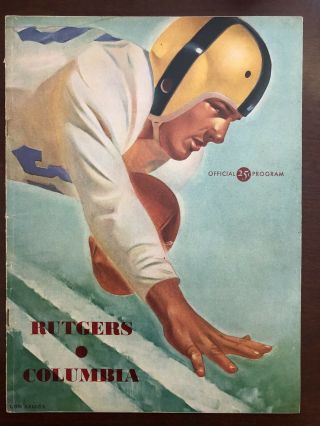 1947 Columbia Lions Football Program Vs Rutgers Scarlet Knights