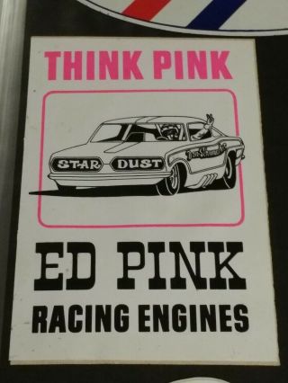 Ed Pink Racing Engines Logo Nhra Drag Racing 4.  5 X 3 Sticker Vw