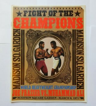 1971 Muhammad Ali Vs Joe Frazier Fight Of The Champions Official Program