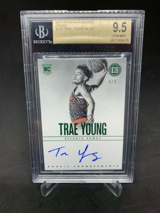 Trae Young Rc 2018 - 19 Panini Encased Rookie Endorsements Auto Green 4/5 Bgs 9.  5