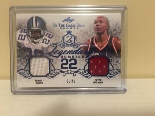 2019 Leaf Itg Sports Legendary Numbers Emmitt Smith/clyde Drexler Dual 5/22