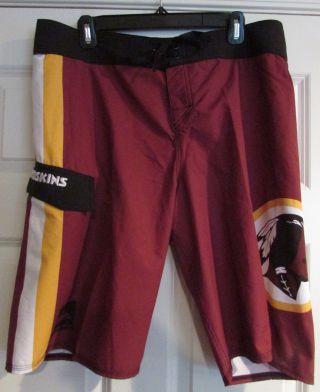 Nfl Washington Redskins Bathing Suit Swimming Trunks Sz 34 By Quiksilver