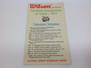 Wilson Presents The World Championship Of Tennis 1974 Television Schedule