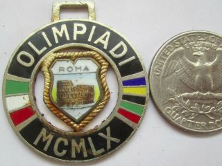 Olympic Badge Pendant Keychain Rome Roma 1960 Italy Brassenamel