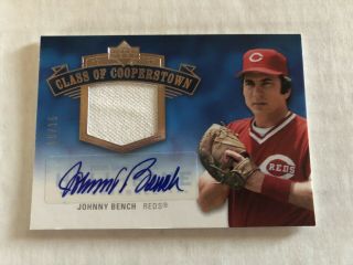 2005 Upper Deck “class Of Cooperstown” Johnny Bench Auto Jersey 10/15