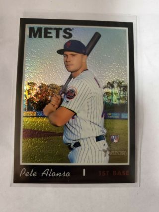 Pete Alonso 2019 Topps Heritage High Number Black Chrome Refractor Rc 68/69 Mets