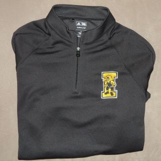 Iowa Hawkeyes Pullover Sweatshirt Mens Large Adidas Climalite Black 1/4 Zip