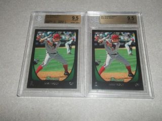 (2) 2011 Bowman Draft 101 Mike Trout Rc Bgs 9.  5 Gem Angels Hot