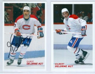 3 1/2 X 5 1/2 Montreal Canadiens Habs Molson Alumni Postcard Gilbert Delorme X 2