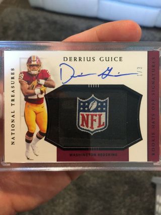2018 National Treasures Nfl Shield Derrius Guice Hats Off Rpa Auto 1/3 1/1 