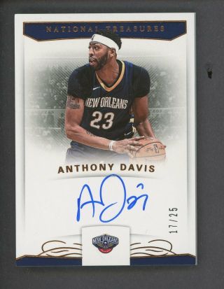 2017 - 18 National Treasures Anthony Davis Signed Auto 17/25 Orleans Pelicans