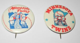 (2) 1965 Baseball Stadium Pin Coin Button Minnesota Twins World Series Pinback