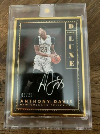 2015 - 16 Panini Luxe Anthony Davis Gold Framed On Card Autograph 6/25 Pelicans