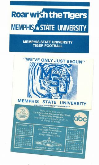 1976 1978 1979 Memphis State Tigers College Football Pocket Schedules & 96 Stubs