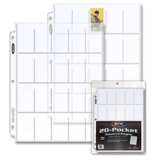 (20) Bcw Pro 20 - Pocket Tobacco Page Binder Sheet - T206 Tobacco Cards