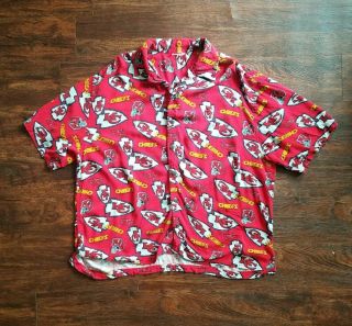 Kansas City Chiefs Hawaiian Shirt Mens Xl Red Aloha Jersey Nfl Football Missouri