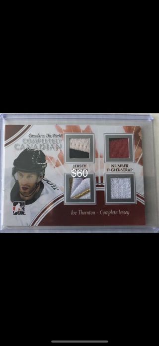 Joe Thornton Itg Complete Jersey Team Canada Silver Patch Number Jersey
