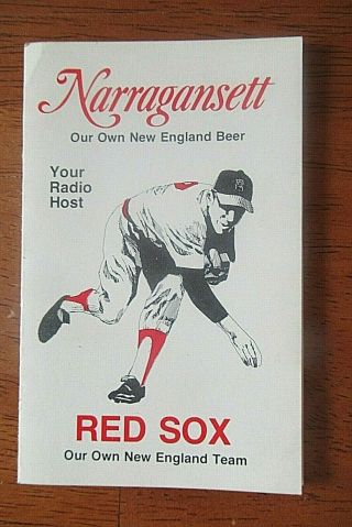 1974 Boston Red Sox Pocket Schedule Narragansett Beer Mlb Major League Baseball