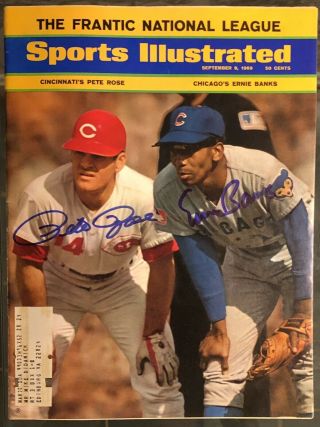 Sports Illustrated Sept 8 1969 Signed By Pete Rose & Ernie Banks